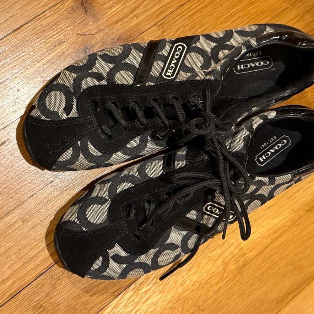 Coach Black and Gray Patterned Lace-Up Sneakers
